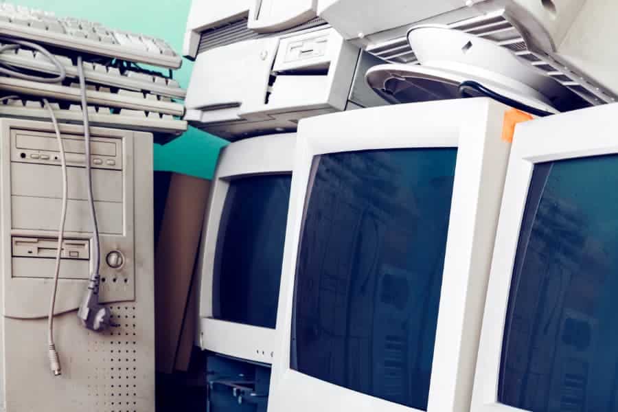 Pile of old computers and monitors