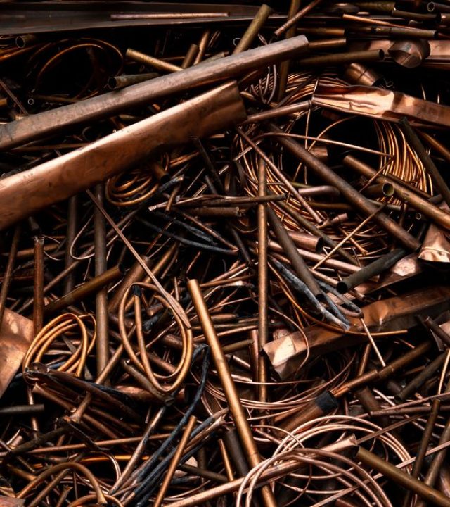 A,Scrap,Of,An,Old,Wired,And,Sheet,Copper,Material Pile of scrap copper