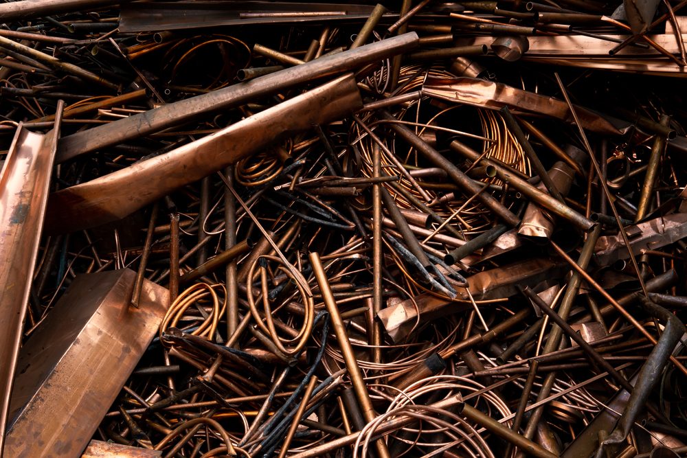 Pile of scrap copper