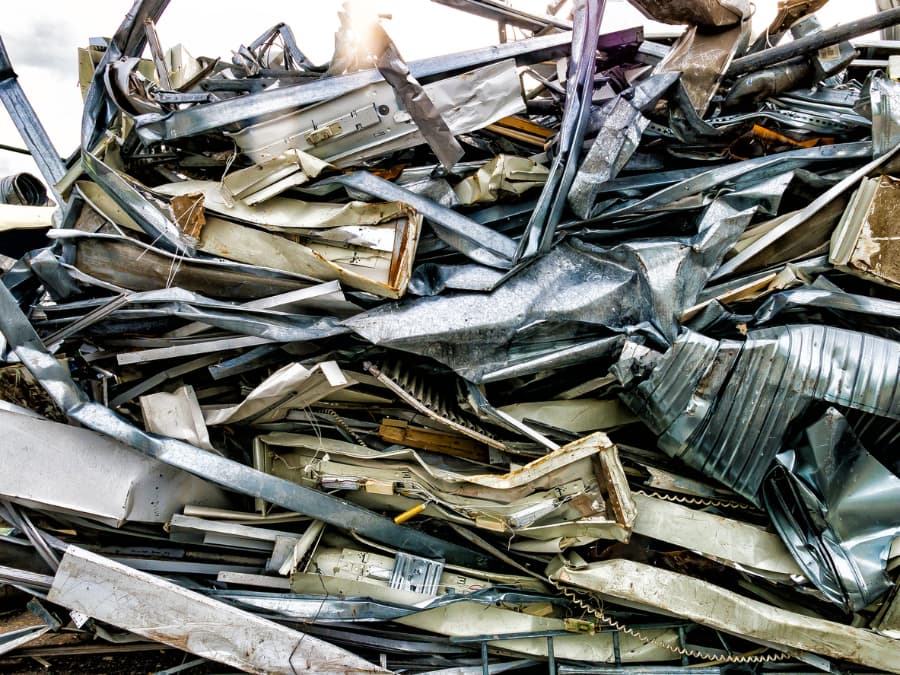 Pile of aluminum scrap for recycling