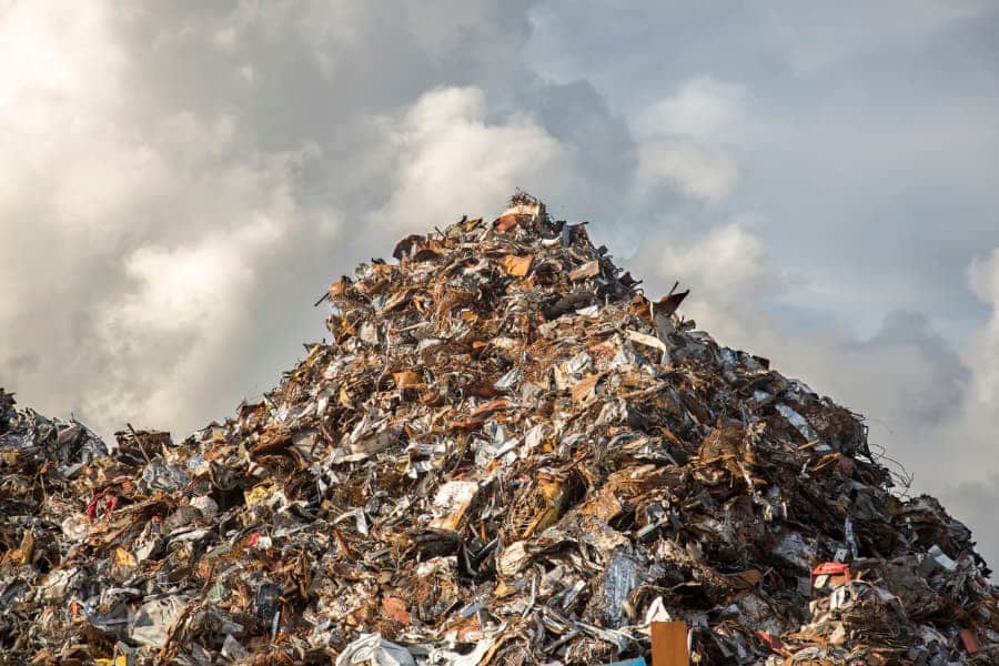 Mountain of scrap metal that’s waiting to be recycled